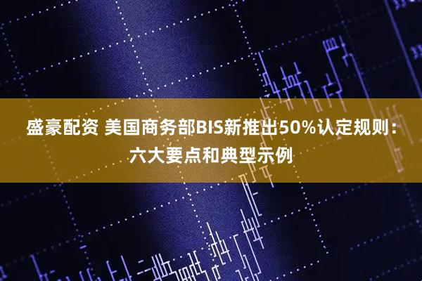 盛豪配资 美国商务部BIS新推出50%认定规则：六大要点和典型示例